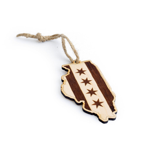 Wooden Illinois Star Ornament