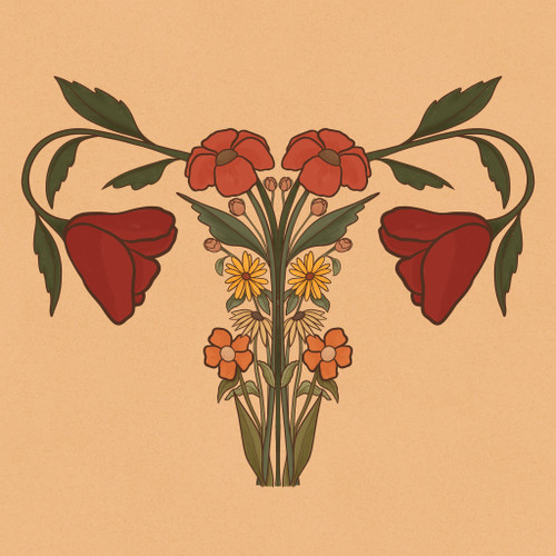 Uterus Anatomy Orange 12x12 Print