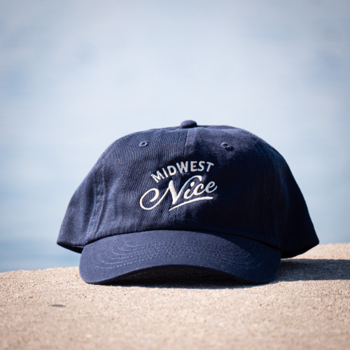 Classic Navy Comfort: Our Midwest Nice Dad Hat in deep navy exudes timeless style and unbeatable comfort, making it your go-to accessory for any casual occasion.