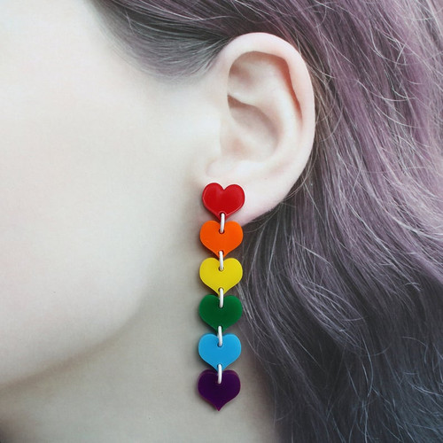 Ascending Rainbow Heart Earrings