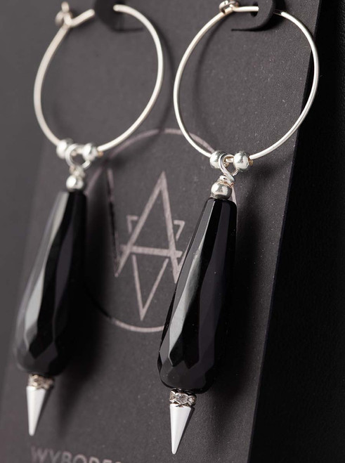 Onyx Teardrop and Spike Hoops