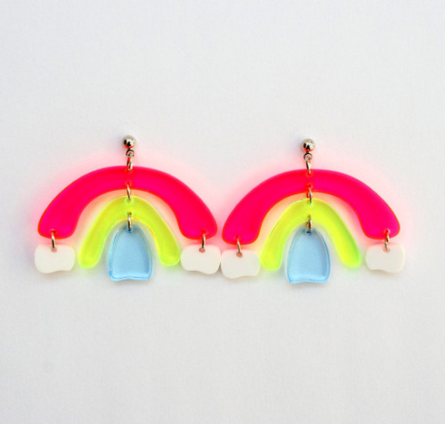 Acrylic Neon Rainbow Earrings