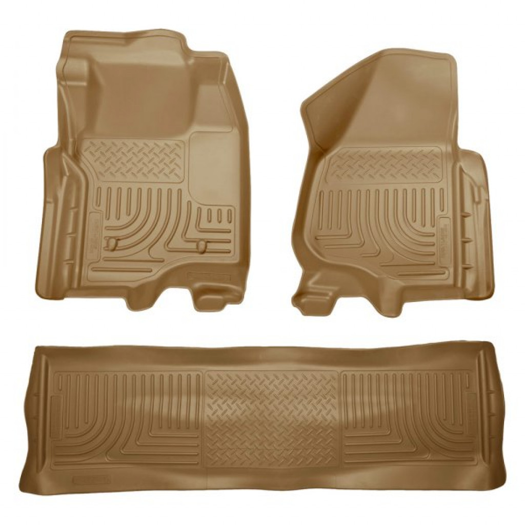 Husky Liners For F-250 Super Duty 2011 2012 WeatherBeater Floor Liners Combo Tan | (TLX-hsl98713-CL360A71)