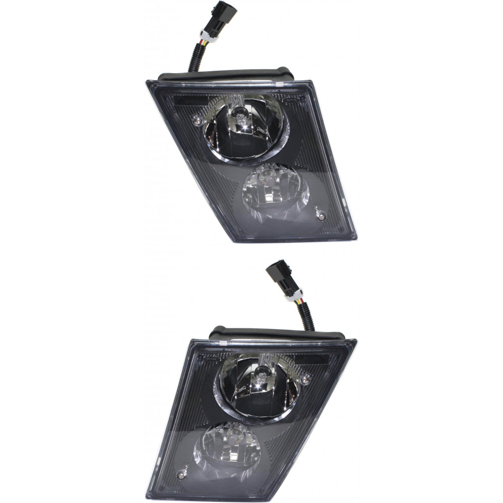 For Volvo VNL Heavy Duty Truck Fog Light Assembly 2003-2018 Driver and Passenger Side Pair / Set | Front | w/ Daytime Running Light and Non-Protuding Lens Clear Lens | VO2592119 + VO2593119 | 20737496 + 20737497 (PLX-M0-USA-REPV107534-HD-CL360A70)