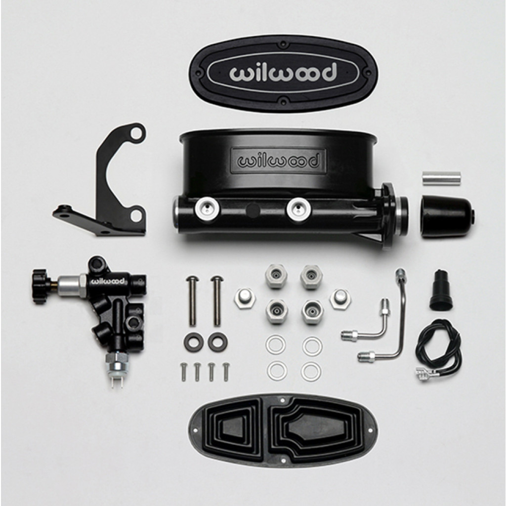 Wilwood Master Cylinder Kit HV Tandem w/ L/H Bracket & Prop Valve - 1 Inch | Bore Black (TLX-wil261-13269-BK-CL360A70)