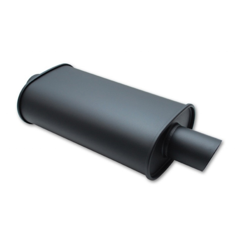 Vibrant For StreetPower Flat Black Oval Muffler | w/ Single 3in Out 2.5in In ID | (TLX-vib1146-CL360A70)