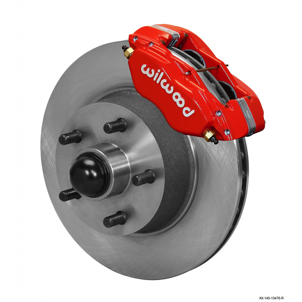 Wilwood For Ford Mustang 1965-1969 Brake Kit Forged Dynalite-M Front 11.30In Red | 1 Pc Rotor & Hub Disc & Drum Spindle (TLX-wil140-13476-R-CL360A70)