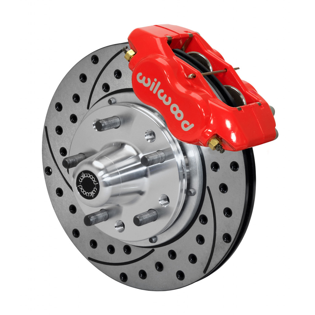 Wilwood For Ford Mustang 1965-1969 Brake Kit Dynalite Forged 11.00in Dril Red | Front Disc & Drum Spindle (TLX-wil140-11071-DR-CL360A70)