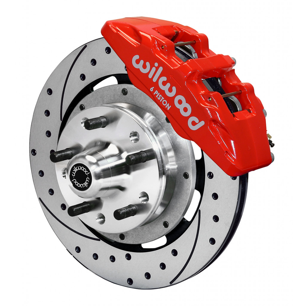 Wilwood For Ford Mustang 65-69 Brake Kit Dynapro 6 Hub Drill Front 12.19in Red | Disc & Drum Spindle (TLX-wil140-12947-DR-CL360A70)
