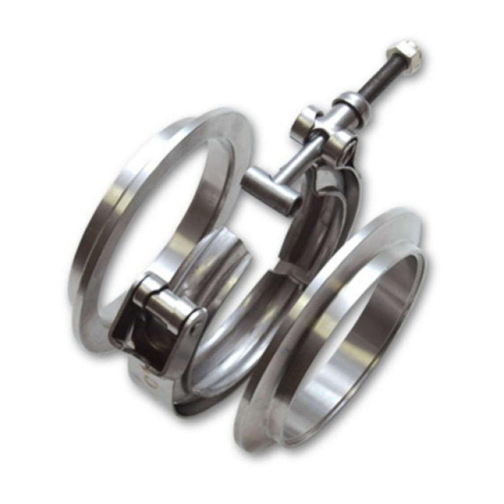 Vibrant T304 SS V-Band Flange Assembly for 4in O.D. Tubing incl | 2 V-Band flanges & 1 V-Band Clamp (TLX-vib1493-CL360A70)