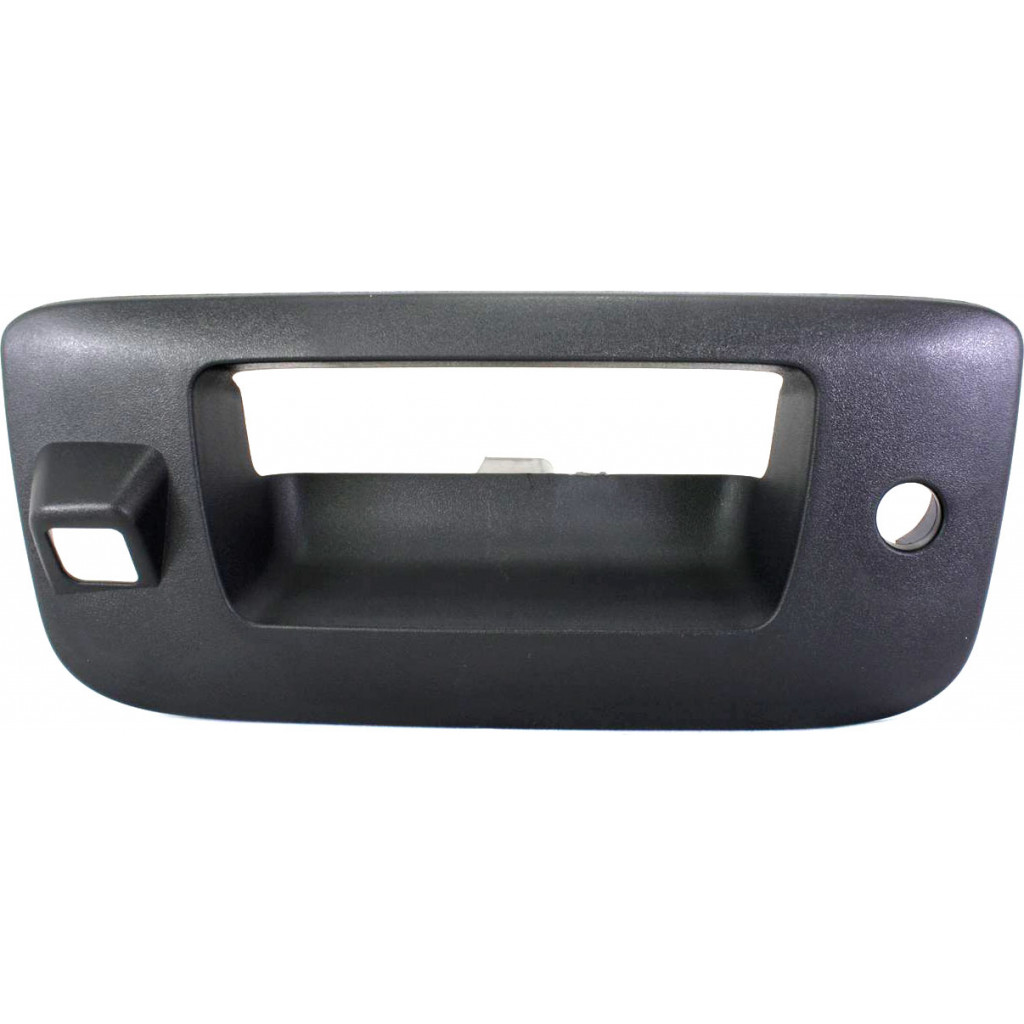 For Chevy Silverado 1500 Tailgate Handle Bezel 2007-2013 | Outside | w/ Cam & Keyhole | Excludes 2007 Classic | Black | Plastic | 22755304 (CLX-M0-USA-REPC580737-CL360A70)