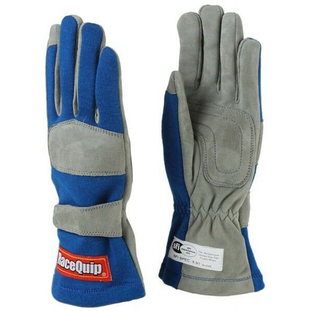 RaceQuip Blue 1-Layer SFI-1 Glove - Small | (TLX-rqp351022-CL360A70)