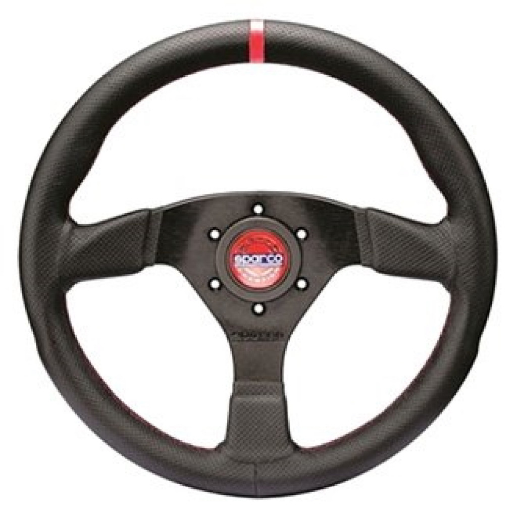 Sparco Steering Wheel R383 Champion Black Leather / Red Stiching | (TLX-spa015R383PLUNRS-CL360A70)