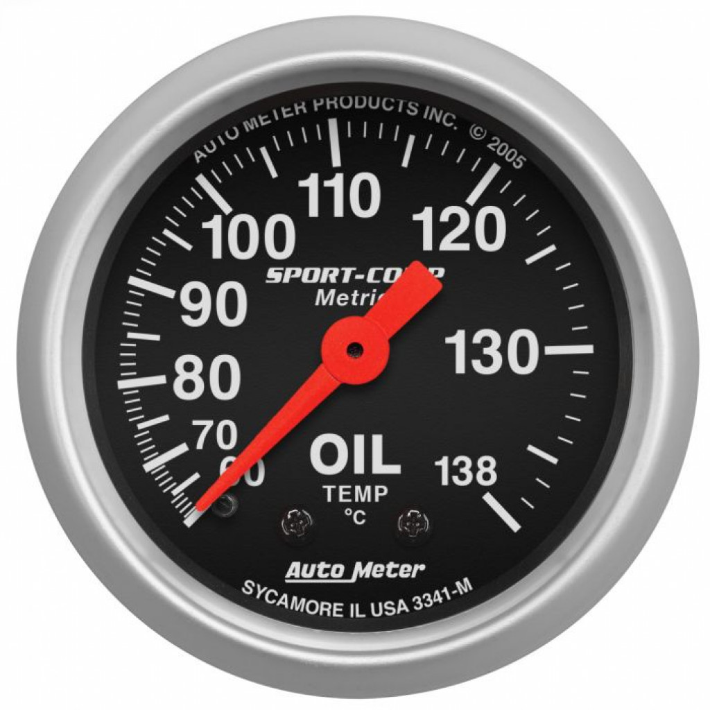 AutoMeter Sport-Comp Oil Temperature Mechanical Metric | 60-140 degrees C | 2in (TLX-atm3341-M-CL360A70)
