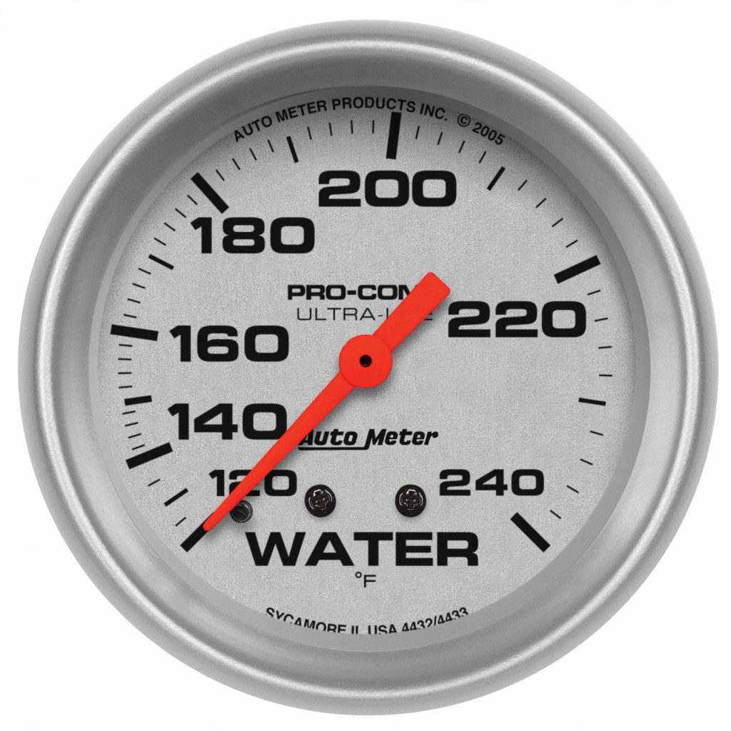 AutoMeter Water Temperature Gauge Ultra-Lite 66.7mm 120-240 Deg F Mechanical | White (TLX-atm4432-CL360A70)