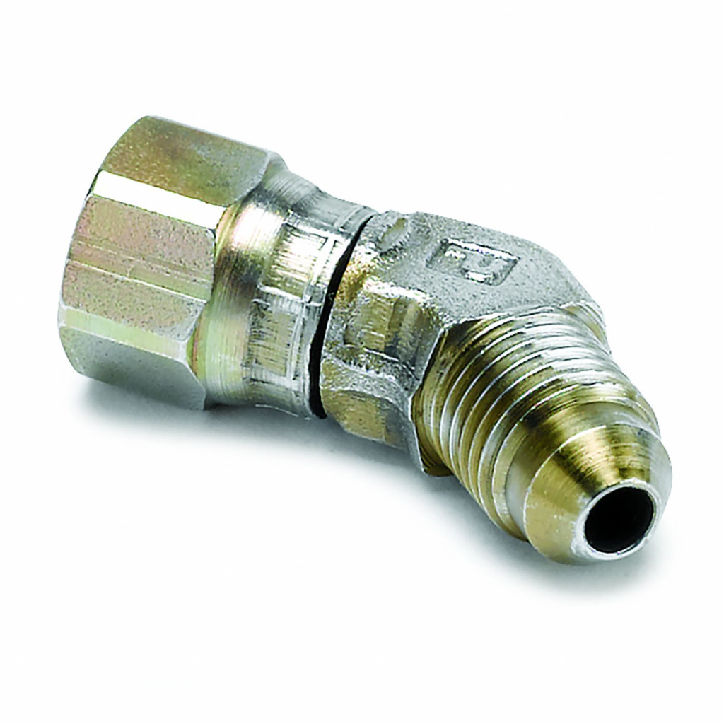 AutoMeter Fitting Adapter Elbow w/ Swivel Nut | 45 Degrees | -4AN Female To -4AN Male (TLX-atm3273-CL360A70)