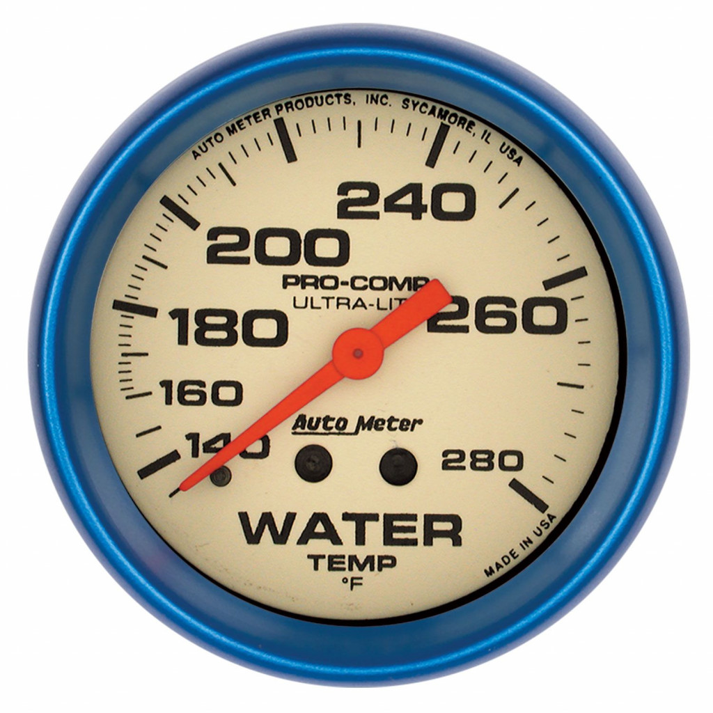 AutoMeter Water Temperature Gauge Ultra-Nite | 66.7mm | 140-280 °F | Mechanical | (TLX-atm4535-CL360A70)