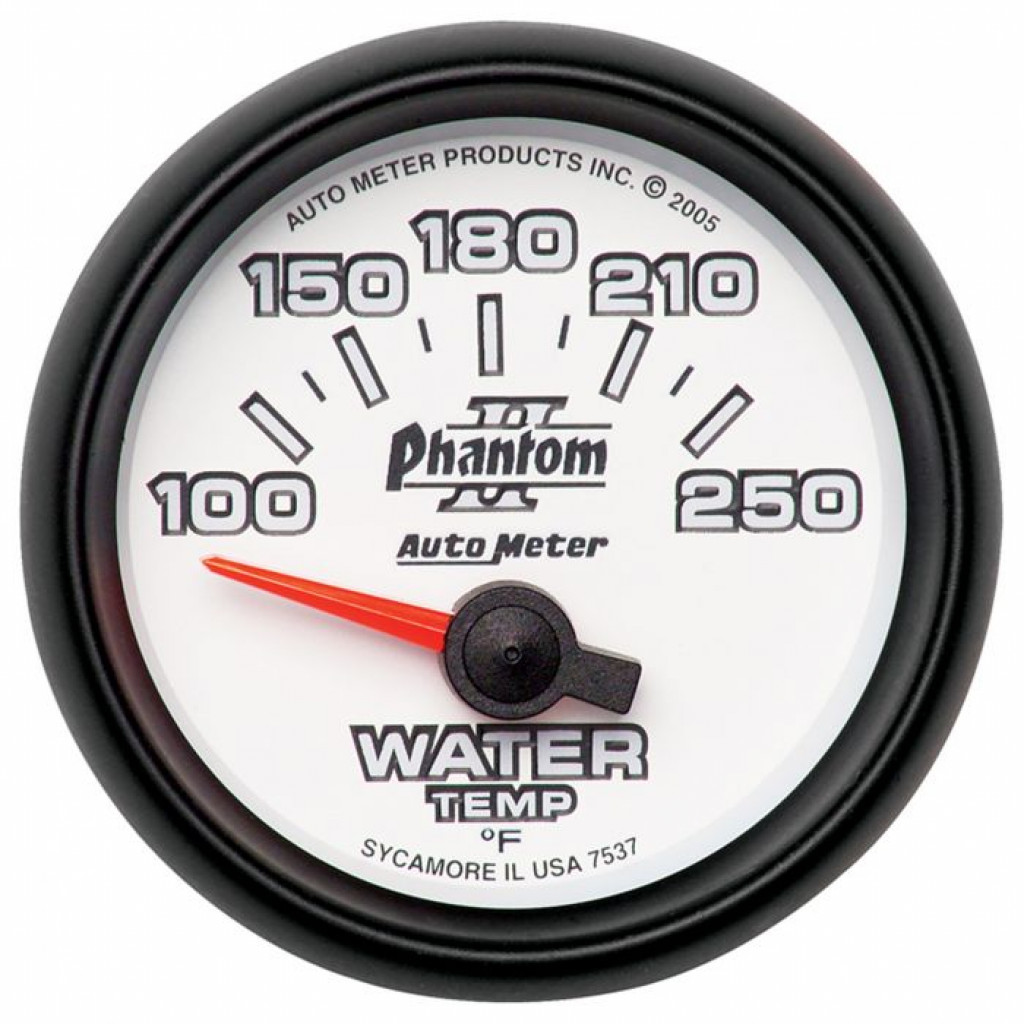 AutoMeter Water Temperature Gauge Phantom II 52.4mm SSE 100-250 Deg F (TLX-atm7537-CL360A70)