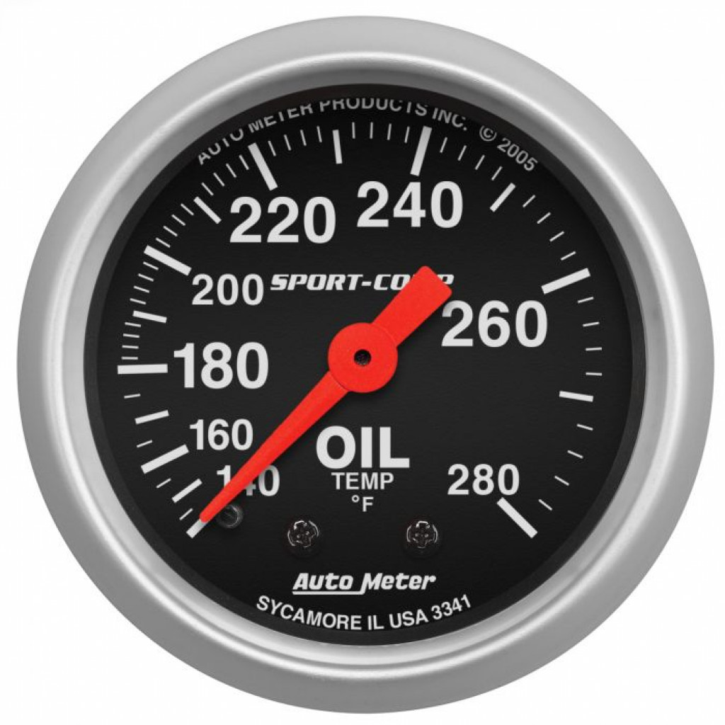AutoMeter Sport-Comp Mechanical Oil Temperature Gauge 52.4mm | 140-280 Deg F (TLX-atm3341-CL360A70)