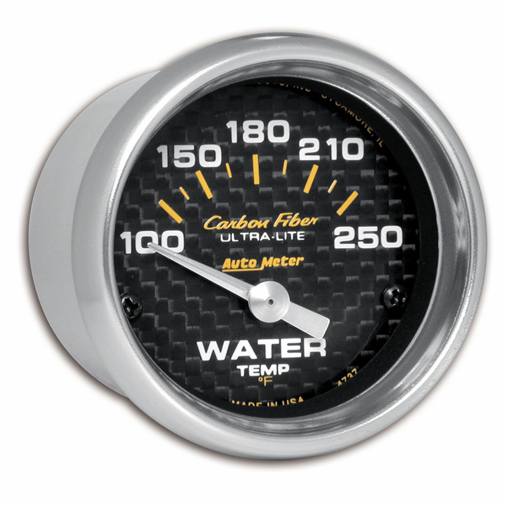 AutoMeter Electronic Water Temp Gauge Carbon Fiber 52mm 100-250 °F |  (TLX-atm4737-CL360A70)