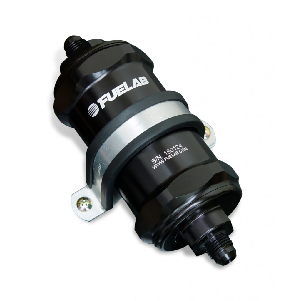 Fuelab 818 In-Line Fuel Filter Standard -8AN In/Out | 100 Micron Stainless | Black (81822-1)