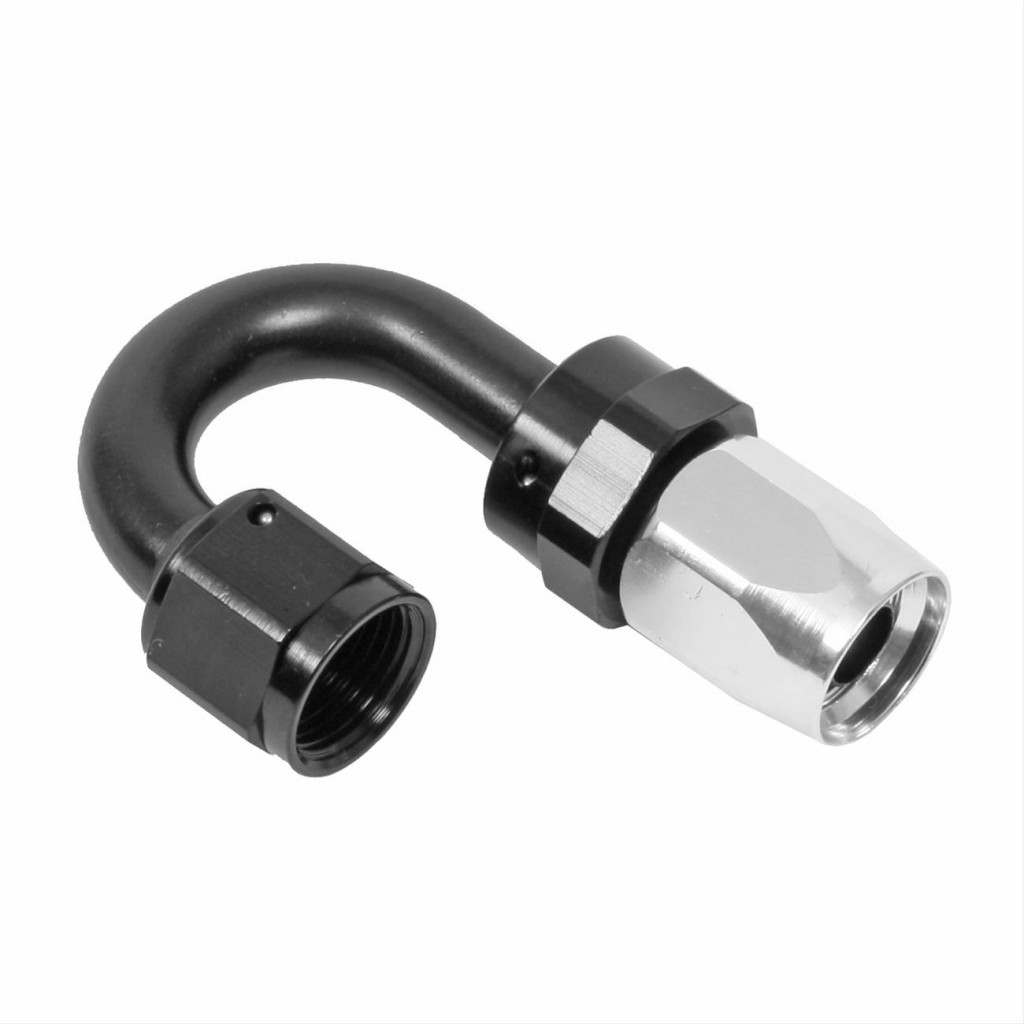 Russell Performance Full Flow Swivel Hose End -8 AN | Black/Silver | 180 Degree | Tight Radius (TLX-rus613513-CL360A70)