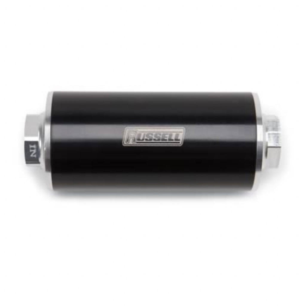 Russell Fuel Filter | Anodized Aluminum | 12in Length -10 Male Inlet/Outlet | Performance (TLX-rus649250-CL360A70)