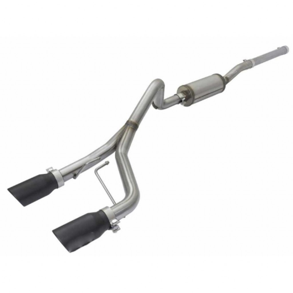 AFE For Jeep Wrangler 2007-2017 Exhaust Cat-Back Rebel Series 2.5in SS 3.6/3.8L | Dual Center Exit V6 w/ Black Tips (TLX-afe49-48056-B-CL360A70)
