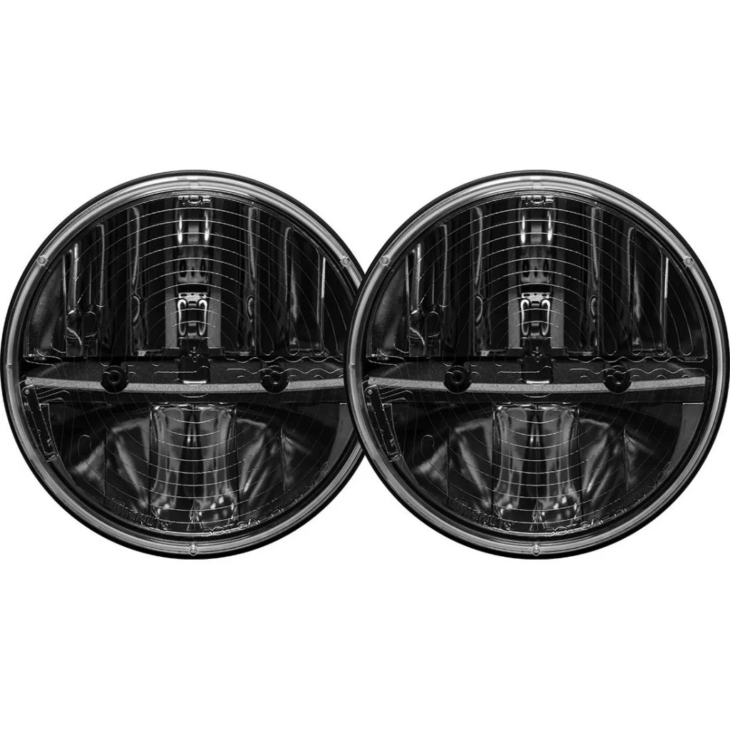 Rigid-Industries Round Headlights For Jeep Wrangler 2007-2018 | 7in | w/ Heated Lens & PWM Adaptors | Set of 2