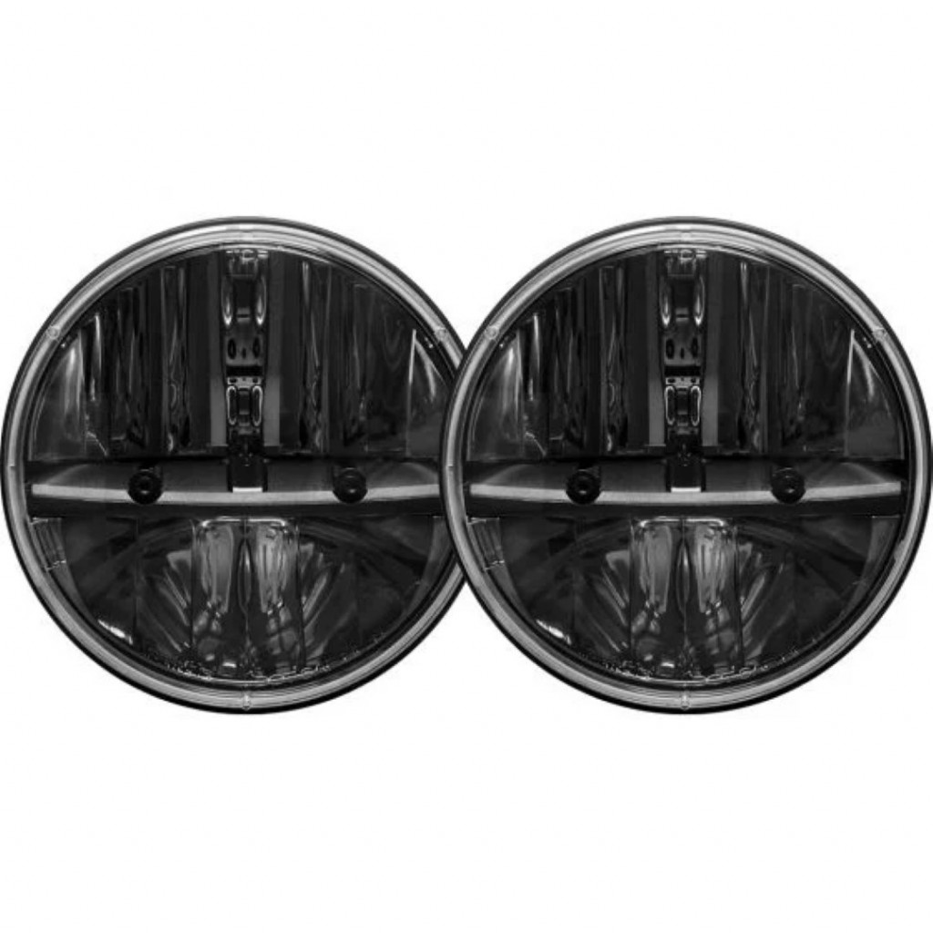 Rigid-Industries Round Headlights For Jeep Wrangler 2007-2018 | 7in | w/ PWM Adaptors | Set of 2