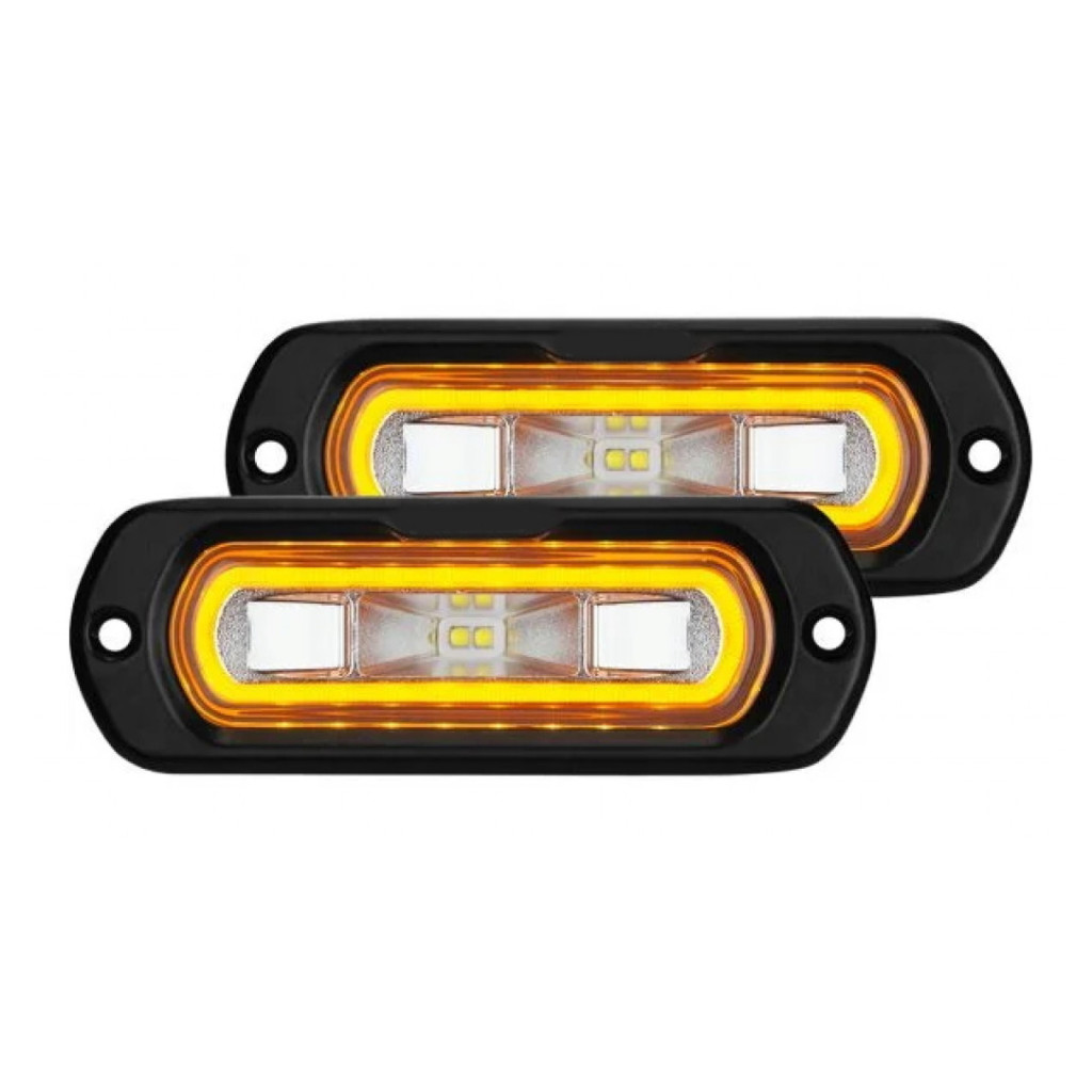 Rigid-Industries Flush Mount LED Spreader SR-L Series w/ Amber Halo | Universal | Pair