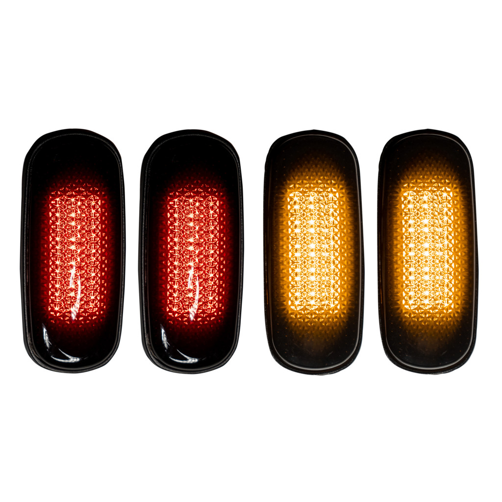 Recon Fender Lights For Dodge Ram 2002-2009 | Dually Fender Lenses | 4pcs | 2 Red/2 Amber LED Lights | Smoked Lens | Black Trim