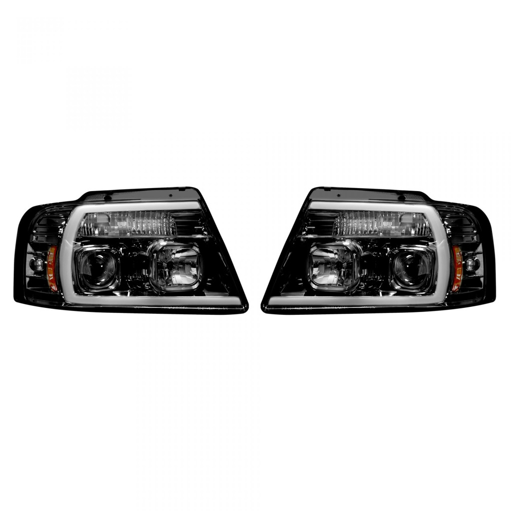 Recon Projector Headlights For Ford F-150 2004-2008 w/Ultra High Power Smooth OLED Halos & DRL | Smoked/Black