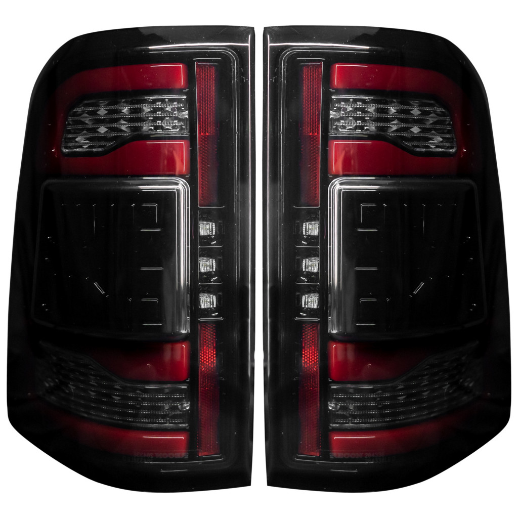 Recon Tail Lights For Ram 1500 2019 2020 2021 | Halogen | Smoked Lens | w/ Scanning Red Turn Signal