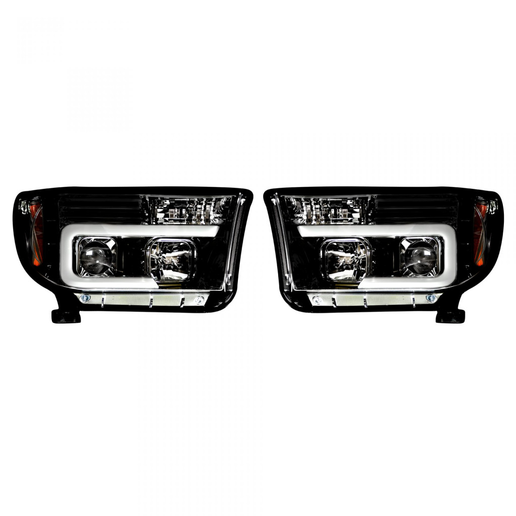 Recon Projector Headlights For Toyota Tundra/Sequoia 2007-2013 w/Ultra High Power Smooth OLED Halos & DRL | Smoked/Black