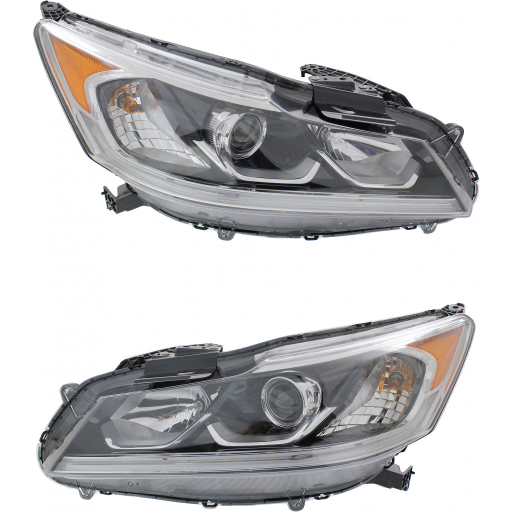 For Honda Accord Headlight 2016 17 Pair Driver and Passenger Side Sedan EX / EX L / SE / Sport Model For HO2502169 | 33150 T2A A81 (PLX-M0-20-9728-00-CL360A55)