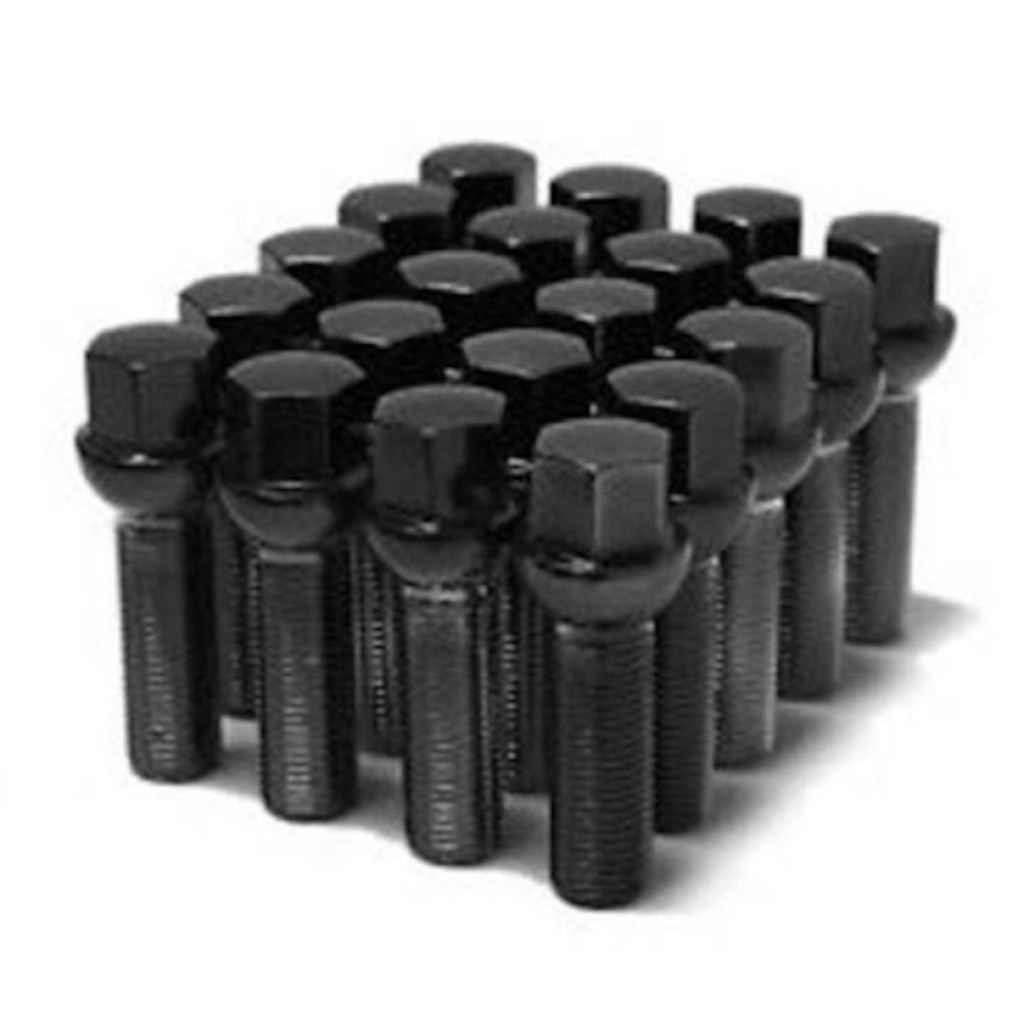 Wheel Mate Lug Bolt | Mevius Series | M14x1.50 | 27mm | 17mm Hex | 60 Deg Tap | Set of 20 | Cone Seat | Black