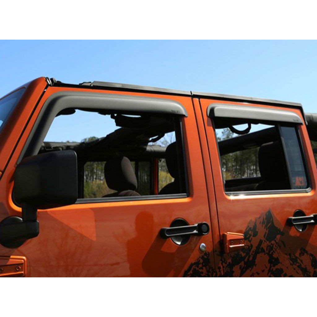 Rugged Ridge For Jeep Wrangler 2007-2018 Window Visors Matte Black 4-Door | (TLX-rug11349.12-CL360A70)
