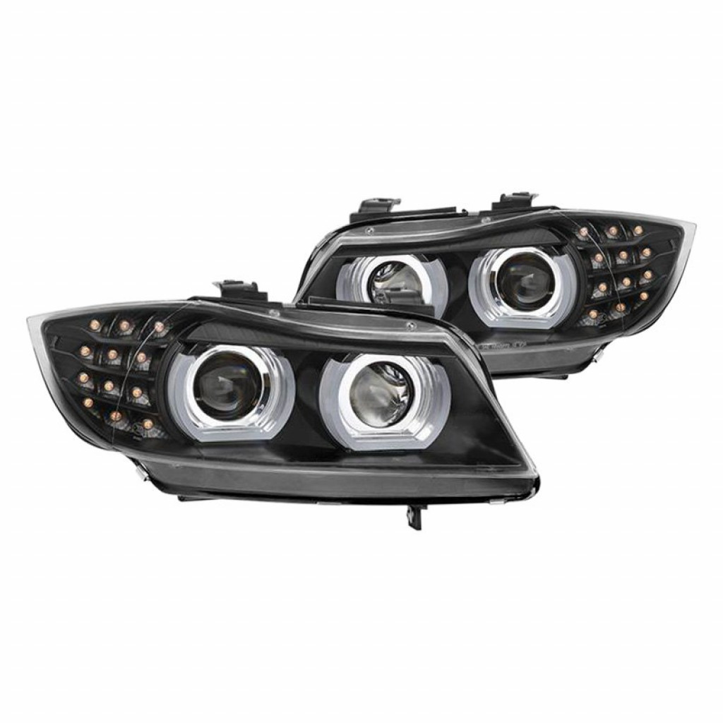 Spyder For BMW 335d 2009 2010 2011 4DR Projector Headlights Pair Halogen LED Black | 5086488