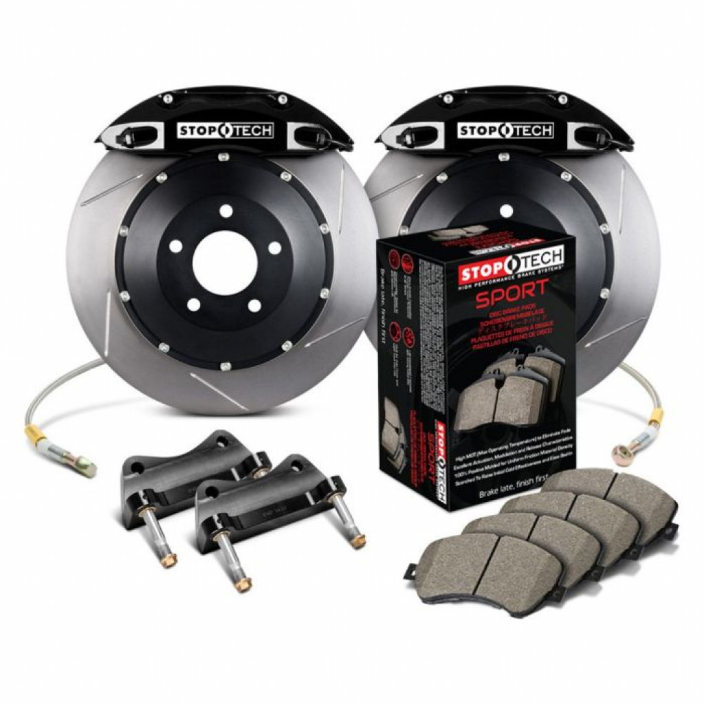 Stoptech For Subaru Impreza 98-01 Big Brake Kit ST-40 Rotor Front 332x32mm Black | 2.5L/RS, Slotted (TLX-sto83.837.4600.51-CL360A70)