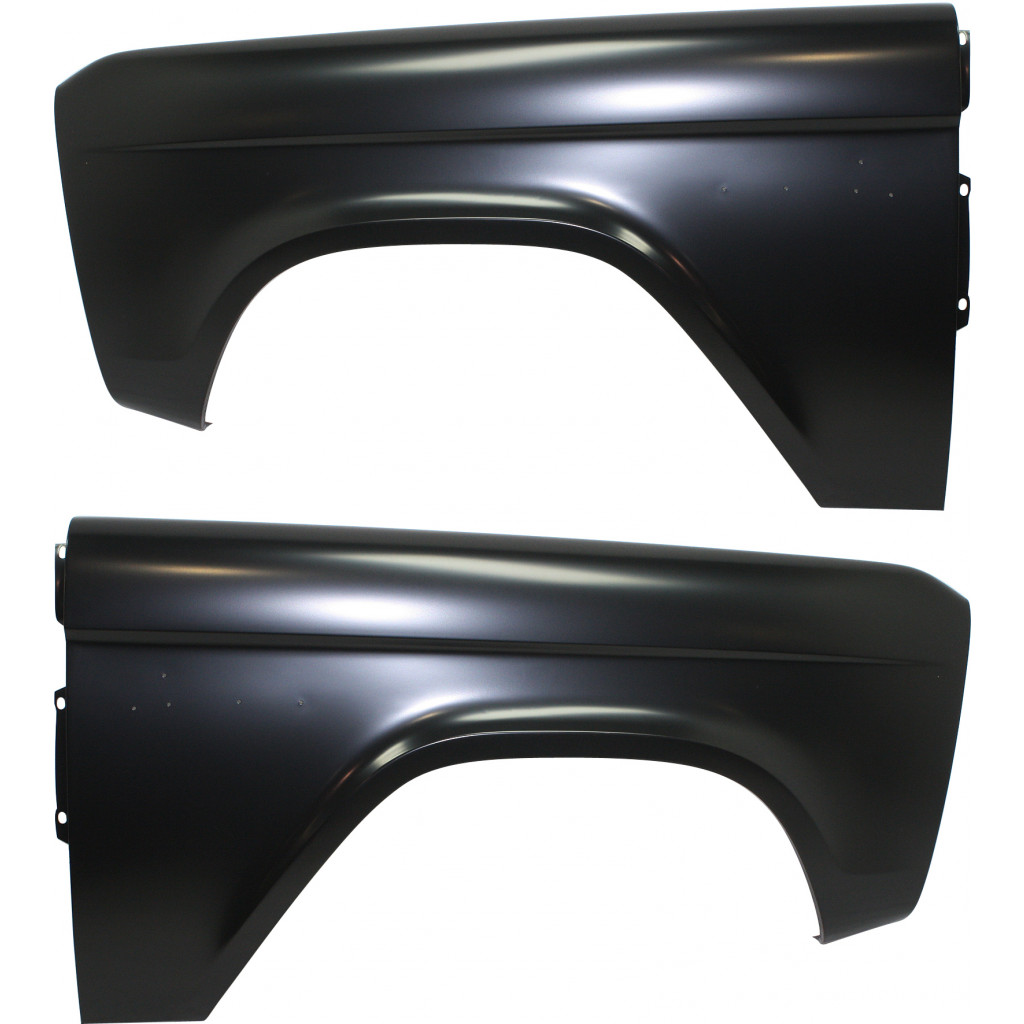 For Ford Bronco Fender 1966-1977 Driver and Passenger Side Pair / Set | Front | w/o Turn Signal Light Hole | All Submodels | FO1240176 + FO1241176 | D7TZ16006A + D7TZ16005A (PLX-M0-USA-REPF220128-CL360A1)