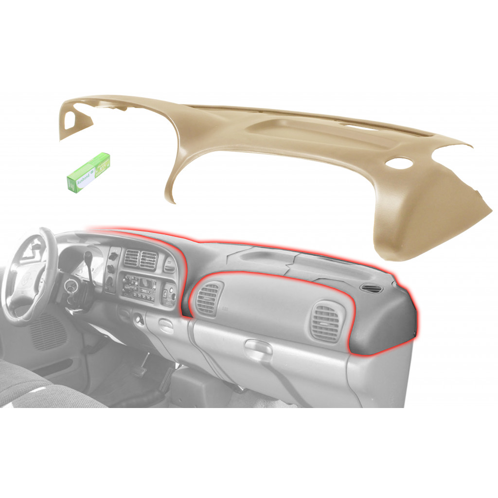 For Dodge Ram 1500 / 2500 / 3500 Dash Cover 1998 99 00 01 2002 | Saddle | Tan/Hair Cell Texture | 998-15033 (CLX-M0-USA-REPD401103-CL360A70)