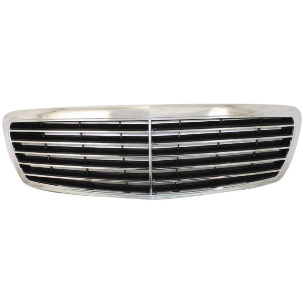 For Mercedes-Benz E320 / E500 Grille Assembly 2003 04 05 2006 | Chrome Shell w/ Painted Black Insert | w/ Avantgarde Package | Sedan/Wagon | Plastic | MB1200141 | 2118800583 (CLX-M0-USA-REPM070125-CL360A70)