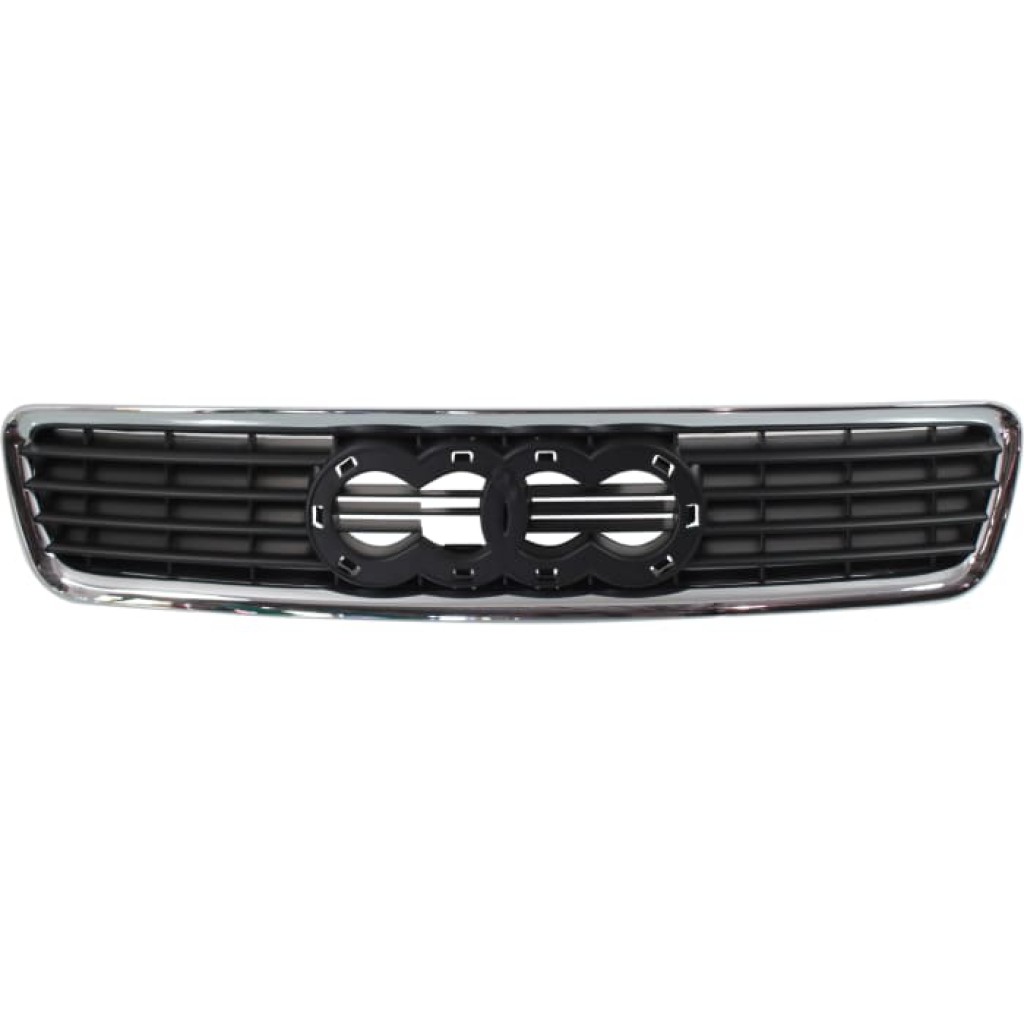 For Audi A4 / A4 Quattro Grille Assembly 1999 00 01 2002 | Hood Mount | Chrome Shell w/ Primed Insert | Early Design | From VIN X200001 | Plastic | AU1200109 | 8D0853651R3FZ (CLX-M0-USA-REPA070118-CL360A70)