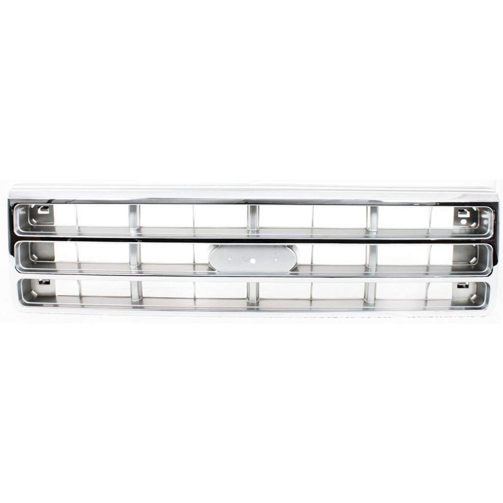 For Ford Bronco Grille Assembly 1987 1988 | Chrome Shell w/ Painted Argent Insert | Plastic | FO1200129 | E7TZ8200B (CLX-M0-USA-7729-CL360A71)