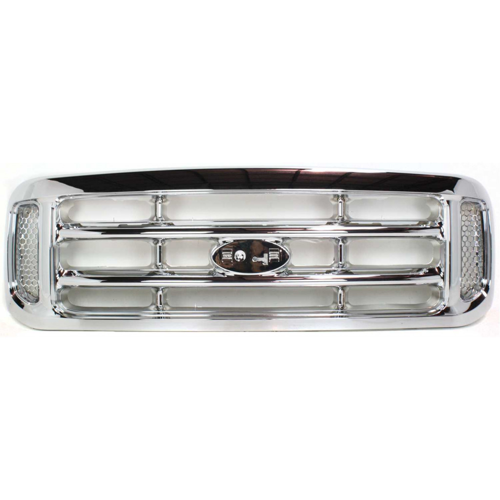 For Ford F-250 / F-350 / F-450 / F-550 Super Duty Grille Assembly 1999 00 01 02 03 2004 | Cross Bar | Plastic | Chrome Shell & Insert | Plastic | Replacement For FO1200417 | F81Z8200 (CLX-M0-USA-FD9312C-CL360A70)