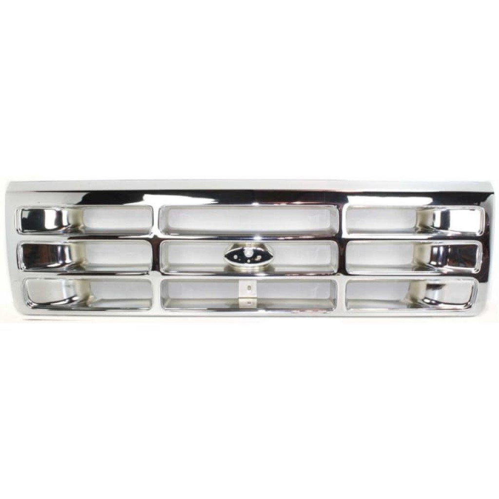 For Ford F Super Duty Grille Assembly 1992-1997 | Chrome Shell & Insert Plastic | FO1200442 | E4TZ8200 (CLX-M0-USA-7790C-CL360A73)