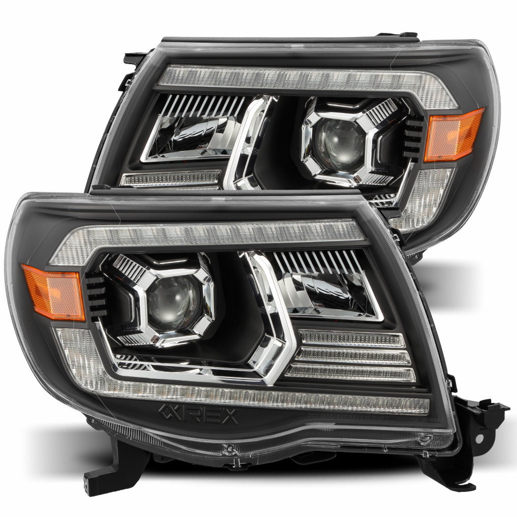 AlphaRex For Toyota Tacoma 2005-2011 Projector Headlight PRO-Series Plank Black | Plank Style Design w/DRL (TLX-arx880738-CL360A70)