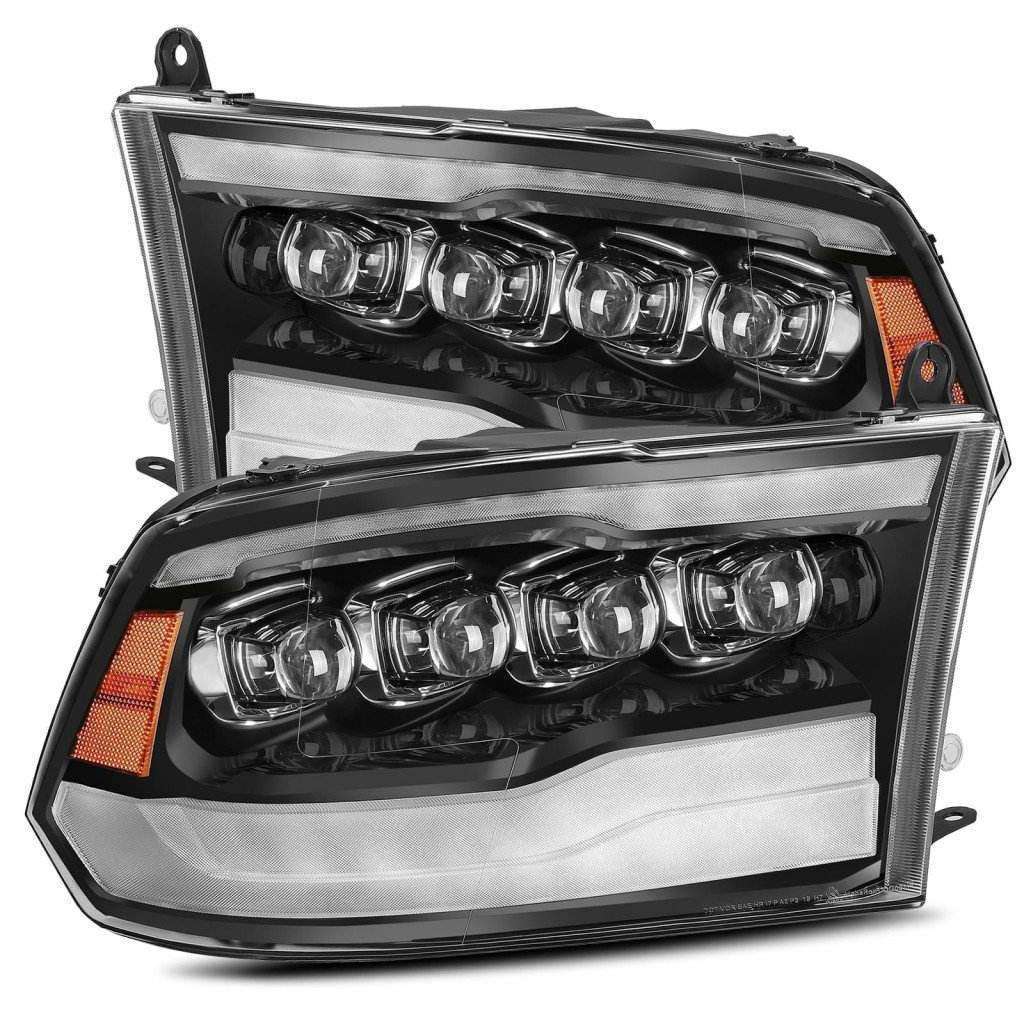 AlphaRex For Dodge Ram 1500HD 2009-2018 Projector Headlight NOVA LED Gloss Black | Plank Style Design,w/DRL (TLX-arx880590-CL360A70)