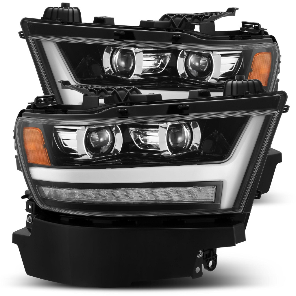 AlphaRex For Ram 1500HD 2019 2020 Projector Headlight PRO-Series Plank Jet Black | Plank Style,w/Activation Light/Seq Signal/DRL (TLX-arx880513-CL360A70)